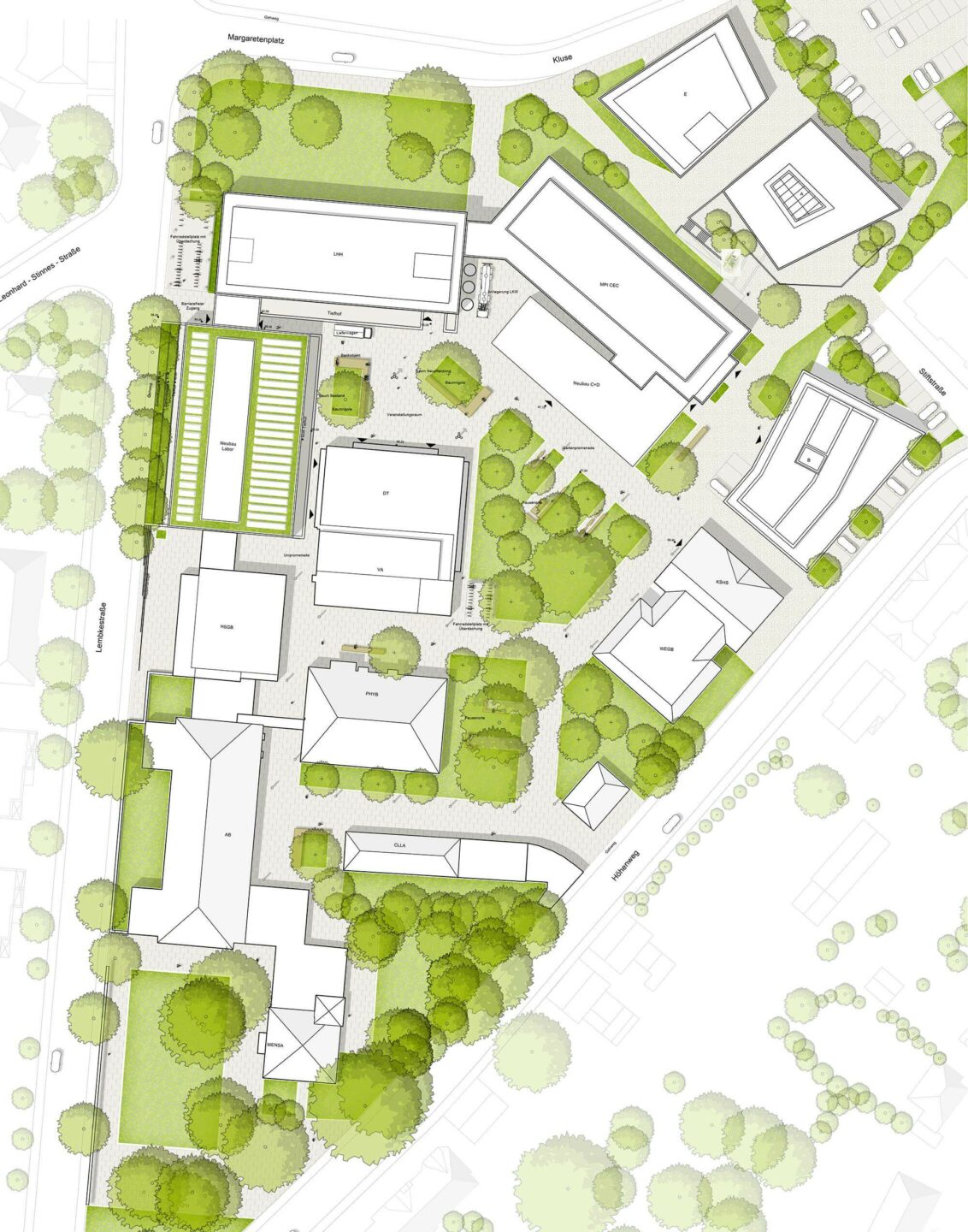 Lageplan Wettbewerb Neubau Analytikgebäude Mühlheim